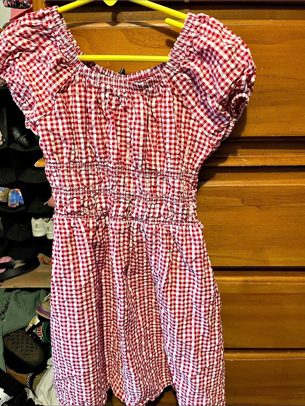 Parker Rose Gingham Mini Dress Red & White Size Medium Like New